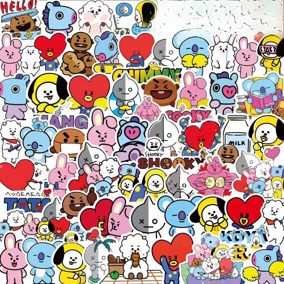 Evoker Cosplay Prop - Kawaii BT21 Çıkartmaları Valizler Dizüstü Bilgisayarlar